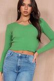 Poppy Green Ribbed Knit Top