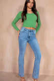 Poppy Green Ribbed Knit Top