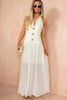 Judy Cream Halterneck Celestial Maxi Dress