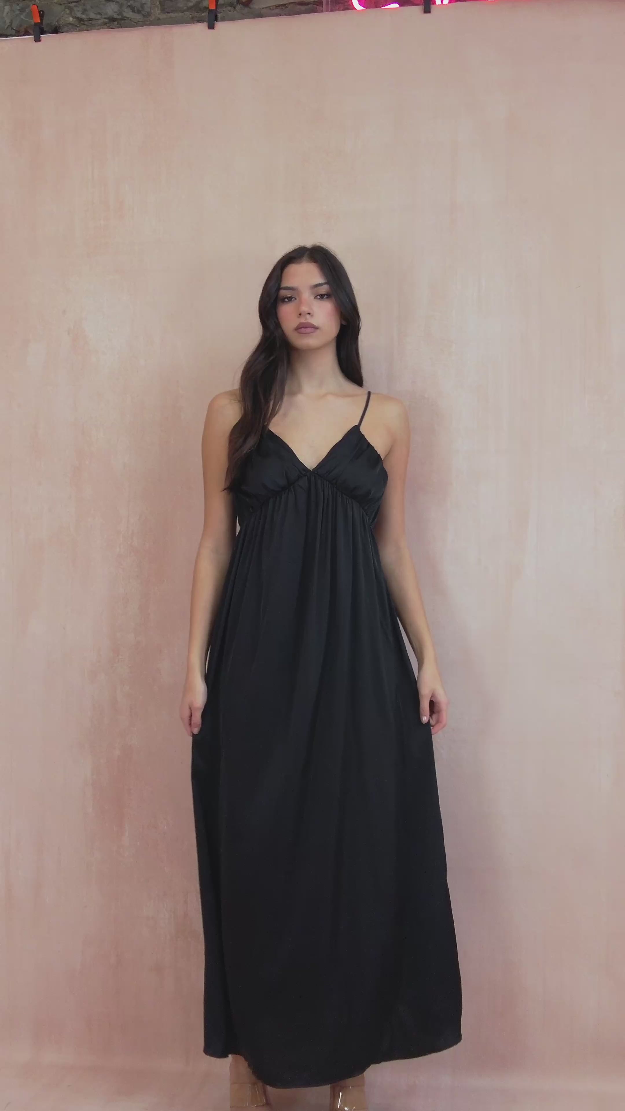 Louise Black Satin Dress