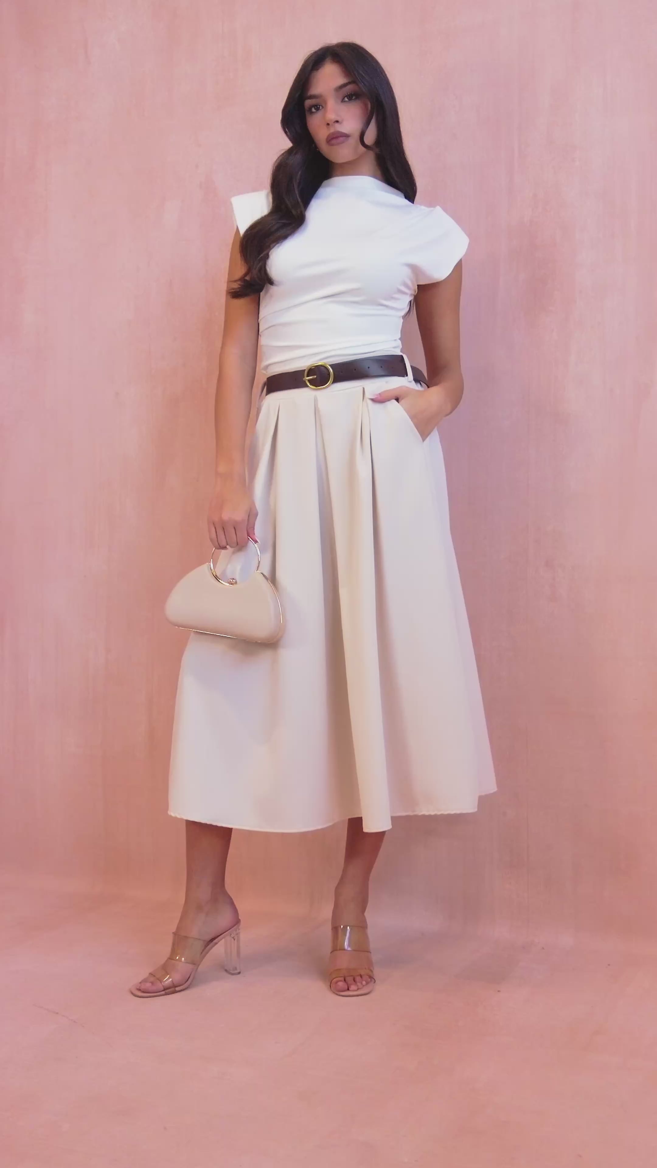 Nadia Stone Belted Skirt