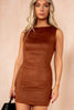 AX Paris Celeste Tan Faux Suede Sleeveless Mini Dress