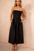 Saskia Black Bandeau A-Line Midi Dress