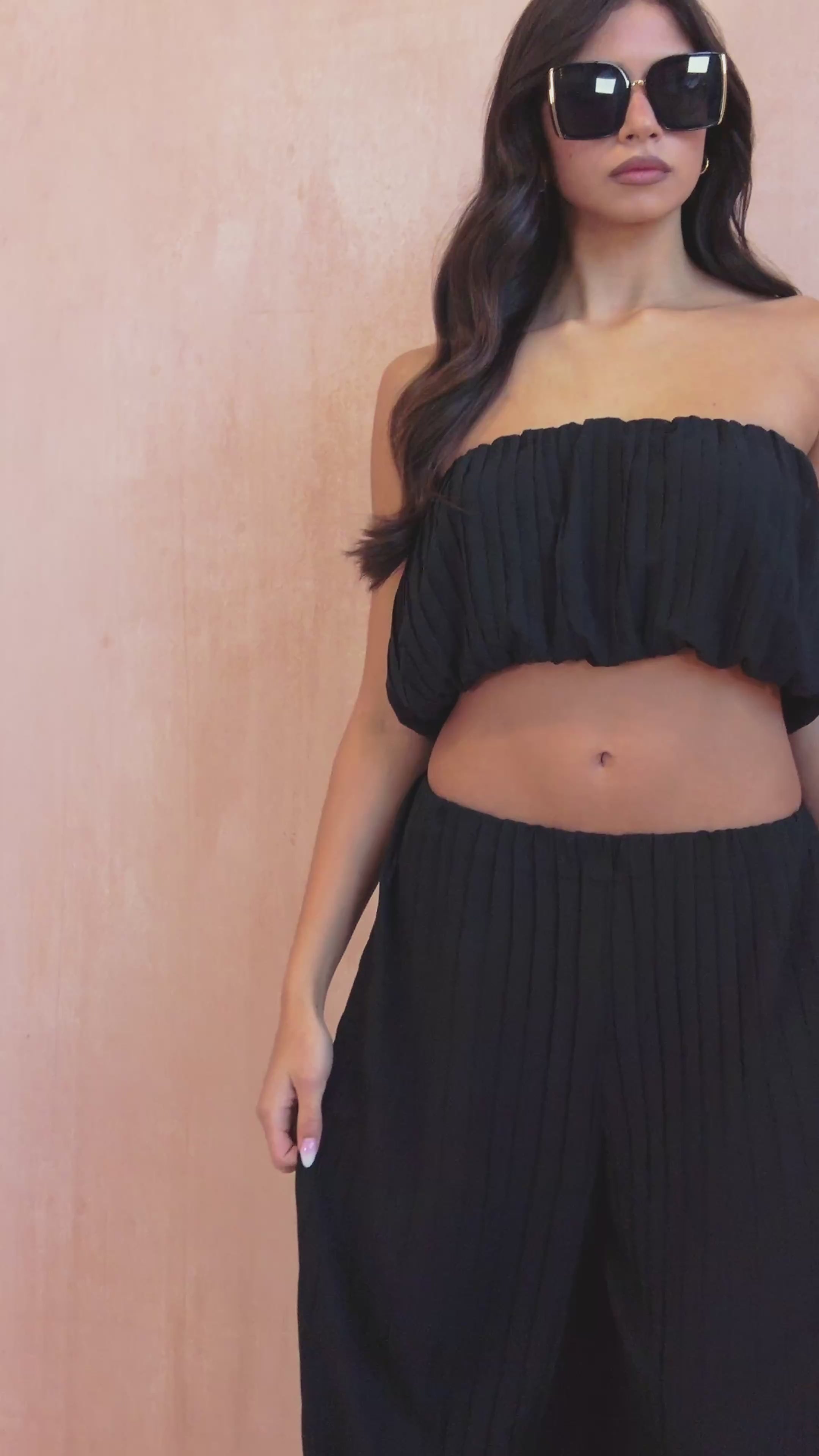 Jayleen Black Pleated Co Ord