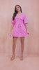 Dollie Pink Jacquard Puff Sleeve Dress