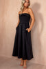 Danni Black Bandeau Pleated Midi Dress
