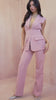 Harleen Dusty Pink Sleeveless Belted Blazer
