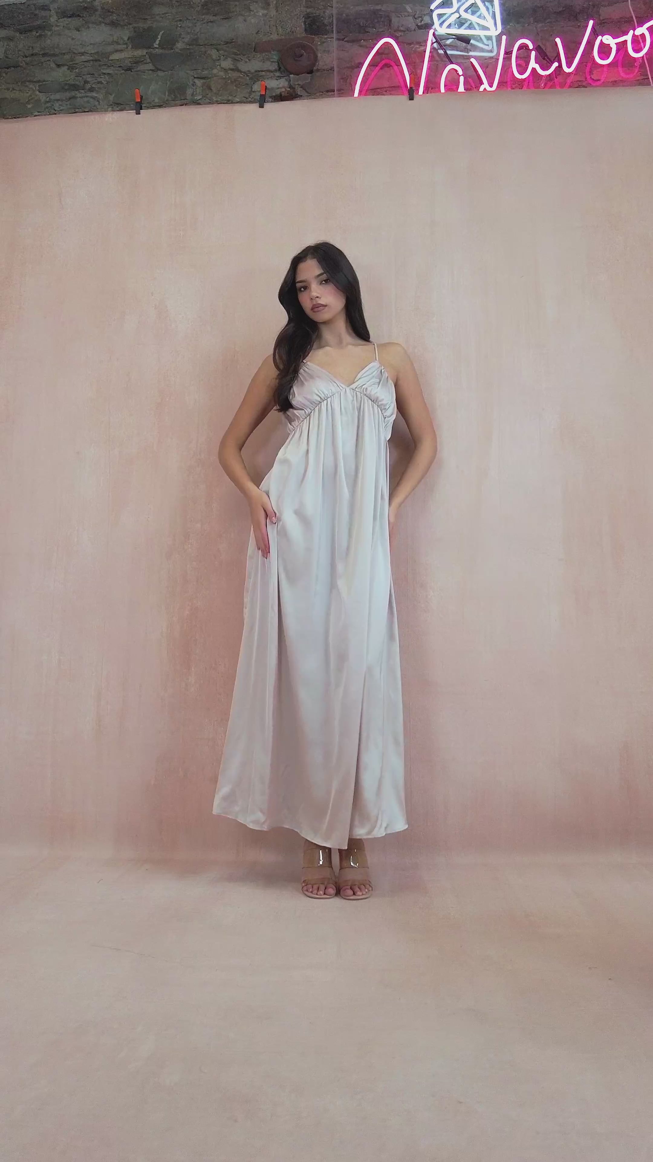 Louise Champagne Satin Dress