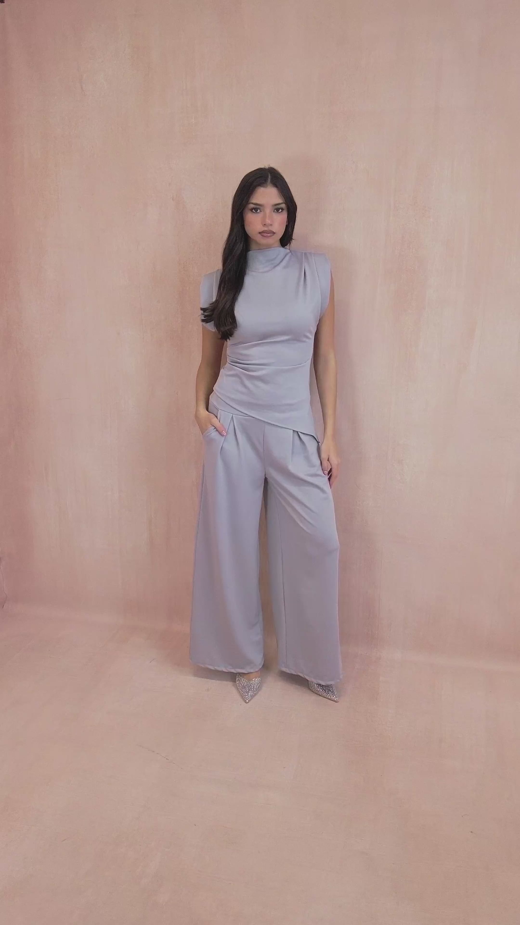 Sadhbh Light Grey Asymmetric Co Ord
