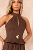 Geraldine Chocolate Textured Halterneck Top