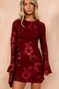 Helen Wine Floral Devore Mini Dress