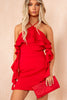 Kelly Red Halterneck Ruffle Dress