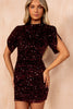 Martha Burgundy Velvet Sequin Ruched Dress