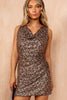 Olga Chocolate Sequin Cowl Neck Dress
