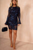 Orlene Navy Mesh Floral Devore Mini Dress