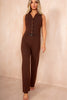 Sorla Chocolate Sleeveless Knit Trousers Co Ord