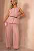 Tarah Pink Belted Waistcoat Co Ord
