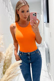 Prim Neon Orange Slinky Sleeveless Bodysuit
