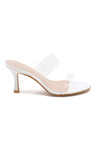 Primrose White Transparent Heeled Mules
