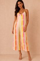 Priscilla Pink Cotton Printed Jumpsuit