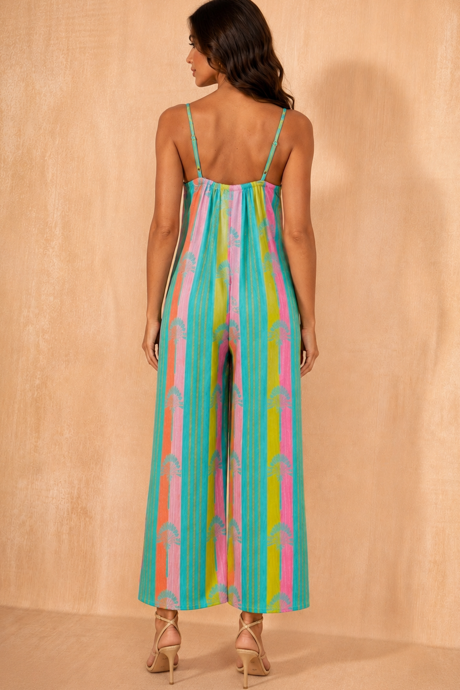 Priscilla Turquoise Cotton Printed Jumpsuit