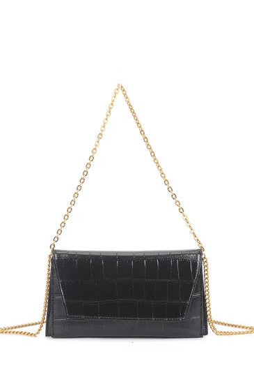 Procyon Black Croc Print Bag