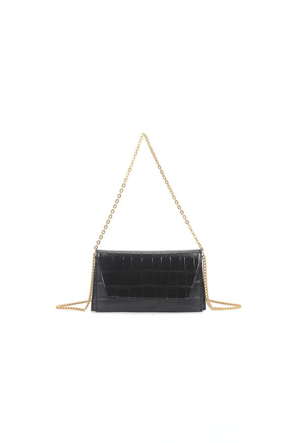 Procyon Black Croc Print Bag