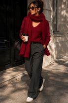 Prudie Wine Knit Scarf Jumper