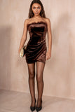 Queenie Chocolate Velvet Feather Dress