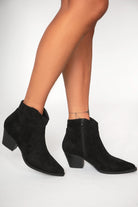 Quella Black Suedette Ankle Boots