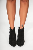 Quella Black Suedette Ankle Boots