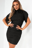 Quincey Black Glitter Ruched Dress