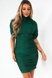Quincey Green Glitter Ruched Dress