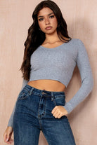 Queta Grey Ribbed Top