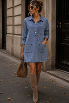Quianna Blue Denim Collared Dress