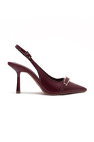 Quill Burgundy PU Buckle Slingback Heels