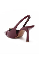 Quill Burgundy PU Buckle Slingback Heels