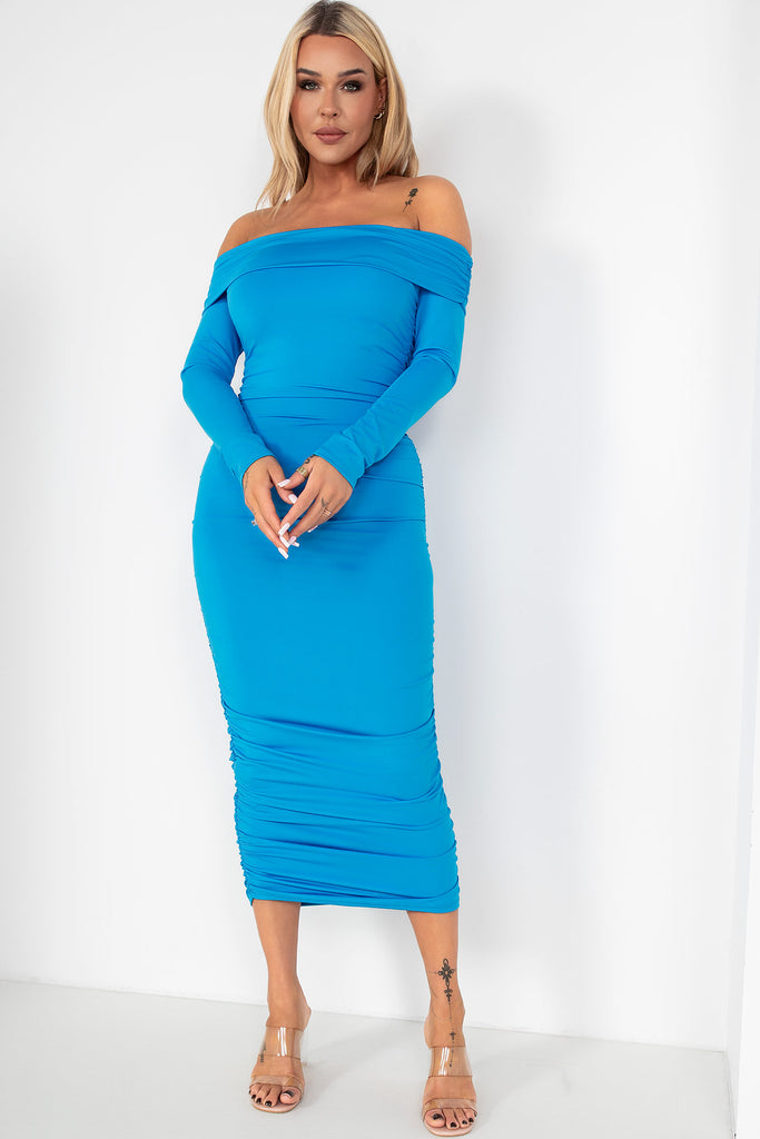 Quilla Blue Bardot Dress