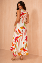 Quilla Leaf Print Cut Out Midi Dress