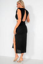 Quinella Black Linen Cut Out Dress