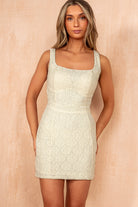 Quinlan Cream Textured Lace Up Dress