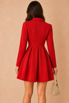 Quinlan Red Pleated Tailored Mini Dress
