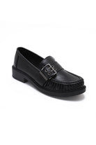 Quinn Black Leather Look Loafers