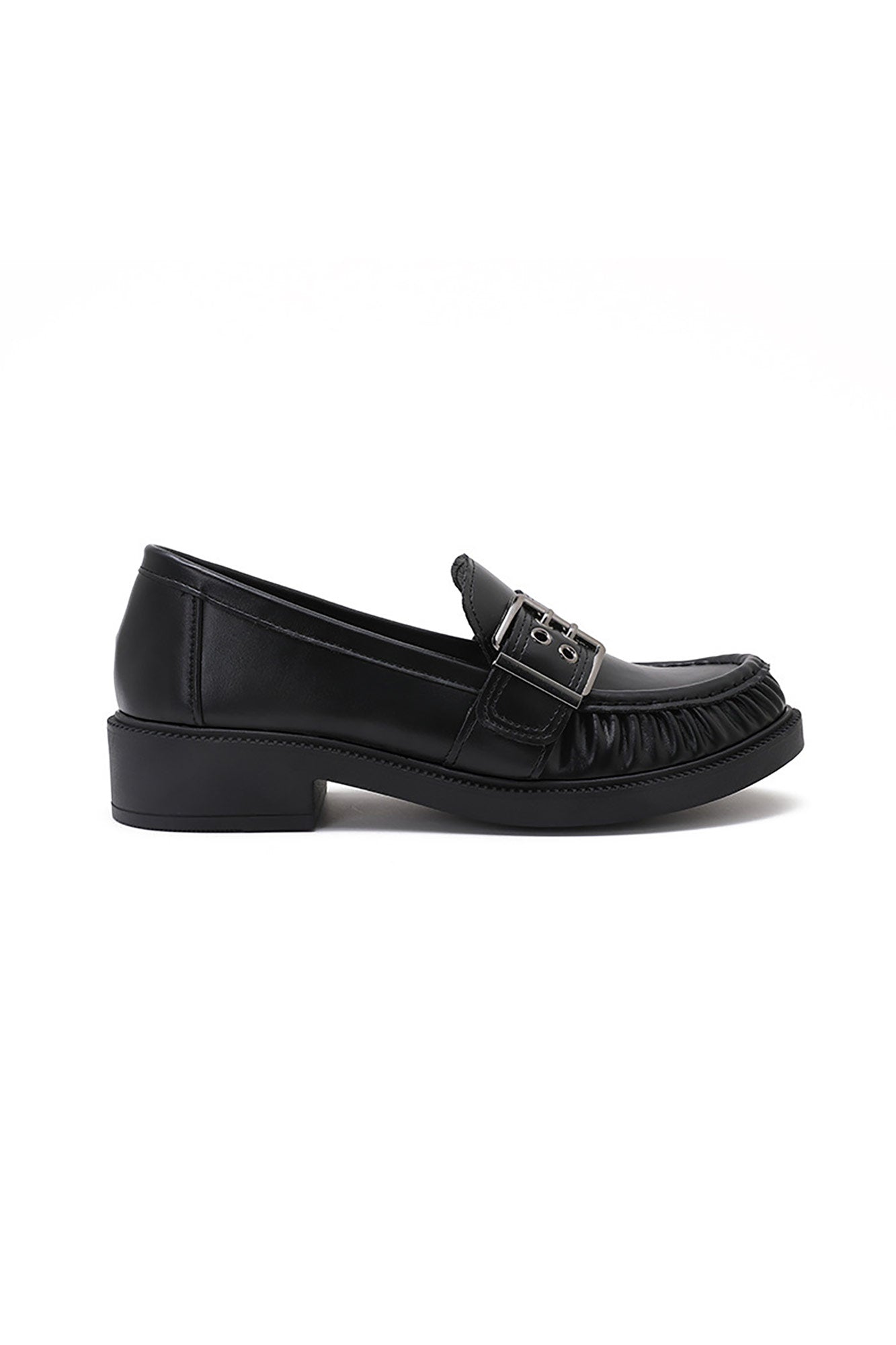 Quinn Black Leather Look Loafers