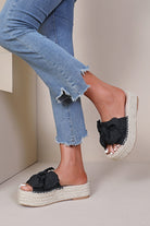 Quinta Black Espadrille Flatform Sliders