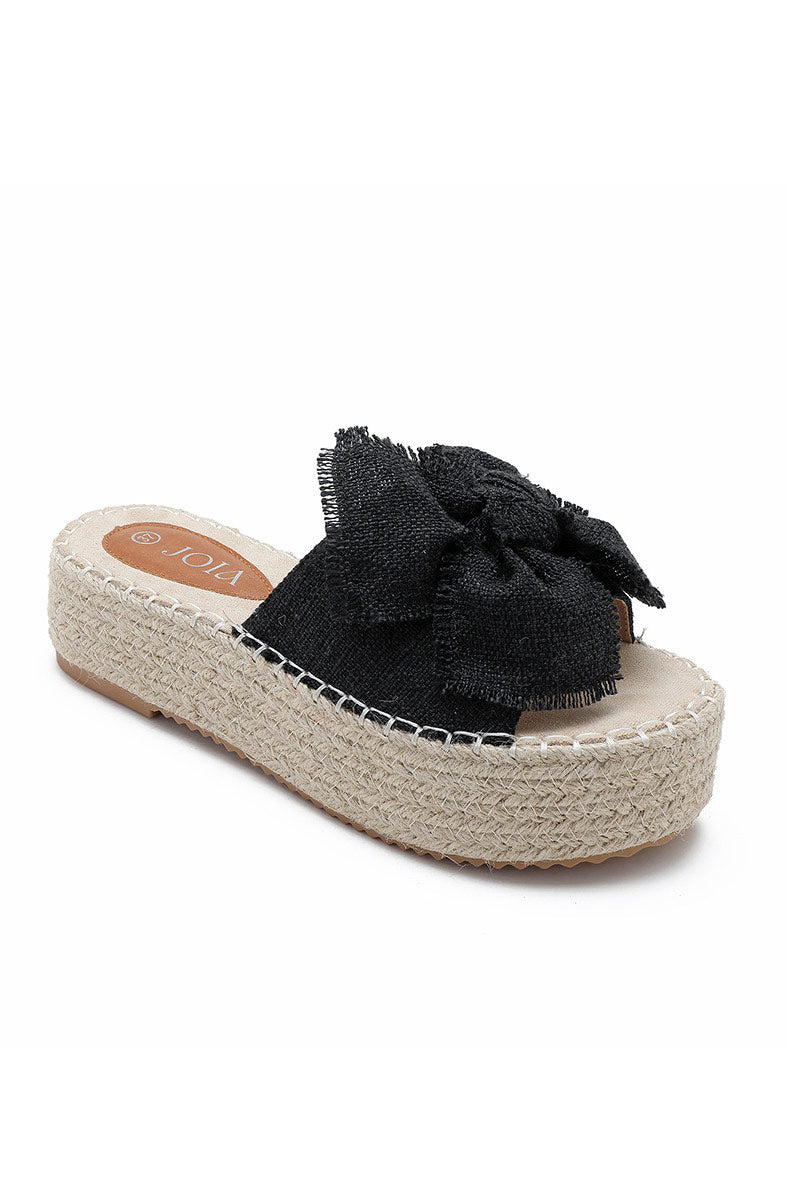 Quinta Black Espadrille Flatform Sliders