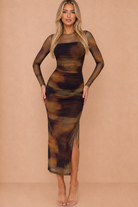 Quora Multi Smudge Print Midi Dress