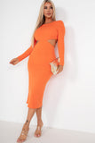 Rachida Orange Cut Out Midi Dress
