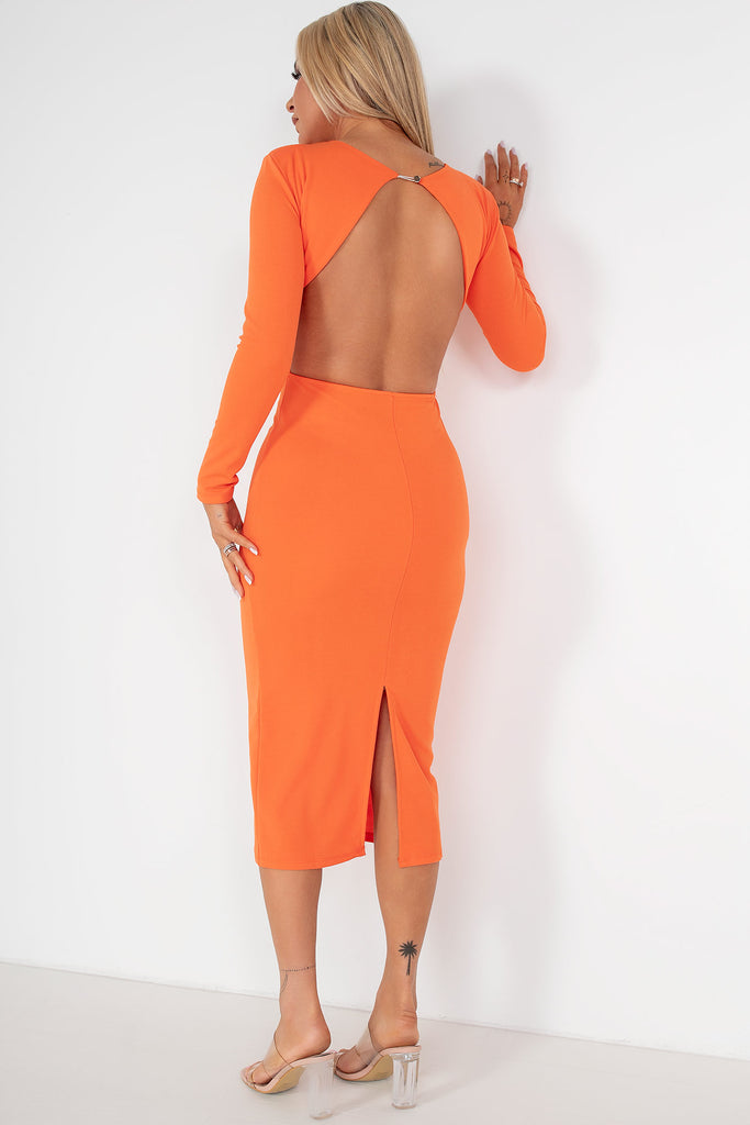 Rachida Orange Cut Out Midi Dress