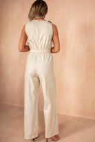 Rachida Stone Cotton Wide Leg Jumpsuit